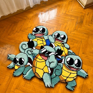 Squirtle, Squirtle💧🐢 Hand-Tufted Rug by @CarpetCrafted Link in