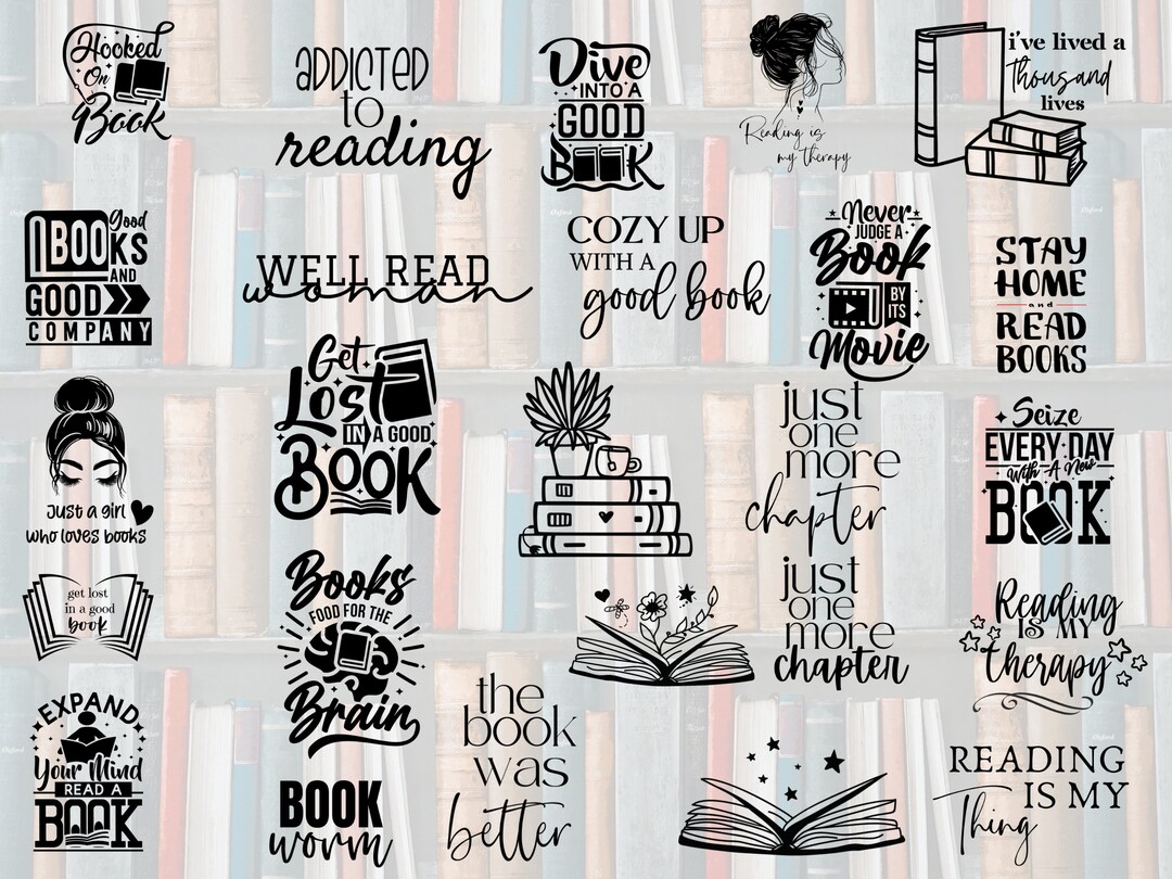Book Quote SVG PNG Bundle, Book Lover SVG, 20+book Quotes, Cricut Vinyl ...