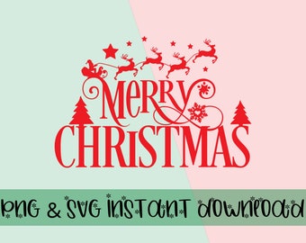 Frohe Weihnachten PNG SVG, Weihnachten Zitat Design, festliche Dekoration, Weihnachten Sublimation, Vinyl schneiden, Weihnachtsmann und Rentier digitaler Download