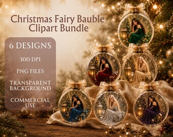Feen Weihnachtskugeln PNG Bundle, Magische Ornament Clipart, Transparente Feen Ornament Bilder, Luxus Weihnachtsfee Grafiken