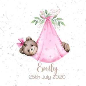 Orsetto rosa per neonato in sublimazione PNG, design PNG per bambina, neonata, orsetto acquerello, arredamento per la cameretta dei bambini, clipart digitale per bambini,