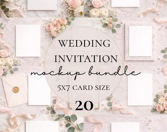 Hochzeitseinladungs-Mockup-Bundle, 5x7 Einladungs-Mockup, Hochzeitseinladungs-Mockups, Canva Mockup, Etsy-Artikel Foto