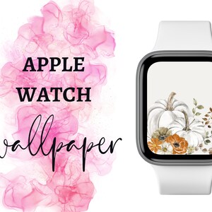 White Pumpkin and Flower Apple Watch Face, Autumn Fall Apple Watch Wallpaper, Smart Watch Wallpaper, Apple Watch Digital Download,