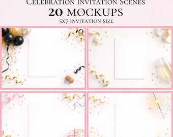 Geburtstagseinladungs-Mockup, 20 Einladungs-Mockup-Bundle, 5x7-Einladungs-Mockup, Party-Einladungs-Mockups, Eintragsfoto-Mockup