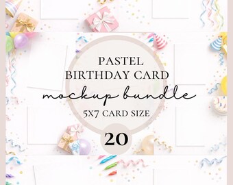 Pastell Geburtstag Karte Mockup Bundle, 5x7 Karte Mockups, Geburtstag Karte Display Fotos, Grußkarte Mockup Set, Instant Download
