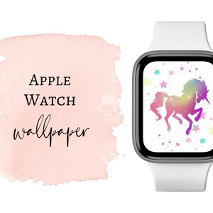 Sparkly Unicorn Apple Watch Face, Watch Wallpaper, Smart Watch Design, Unicorn and Stars Background, Digital Watch Design, JPG Design