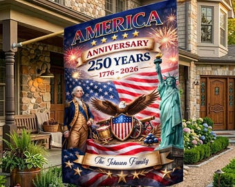 Personalized America 250th Anniversary Garden Flag, Custom Family Name Patriotic Flag 1776–2026, 4th of July Decor,USA Independence Day Flag