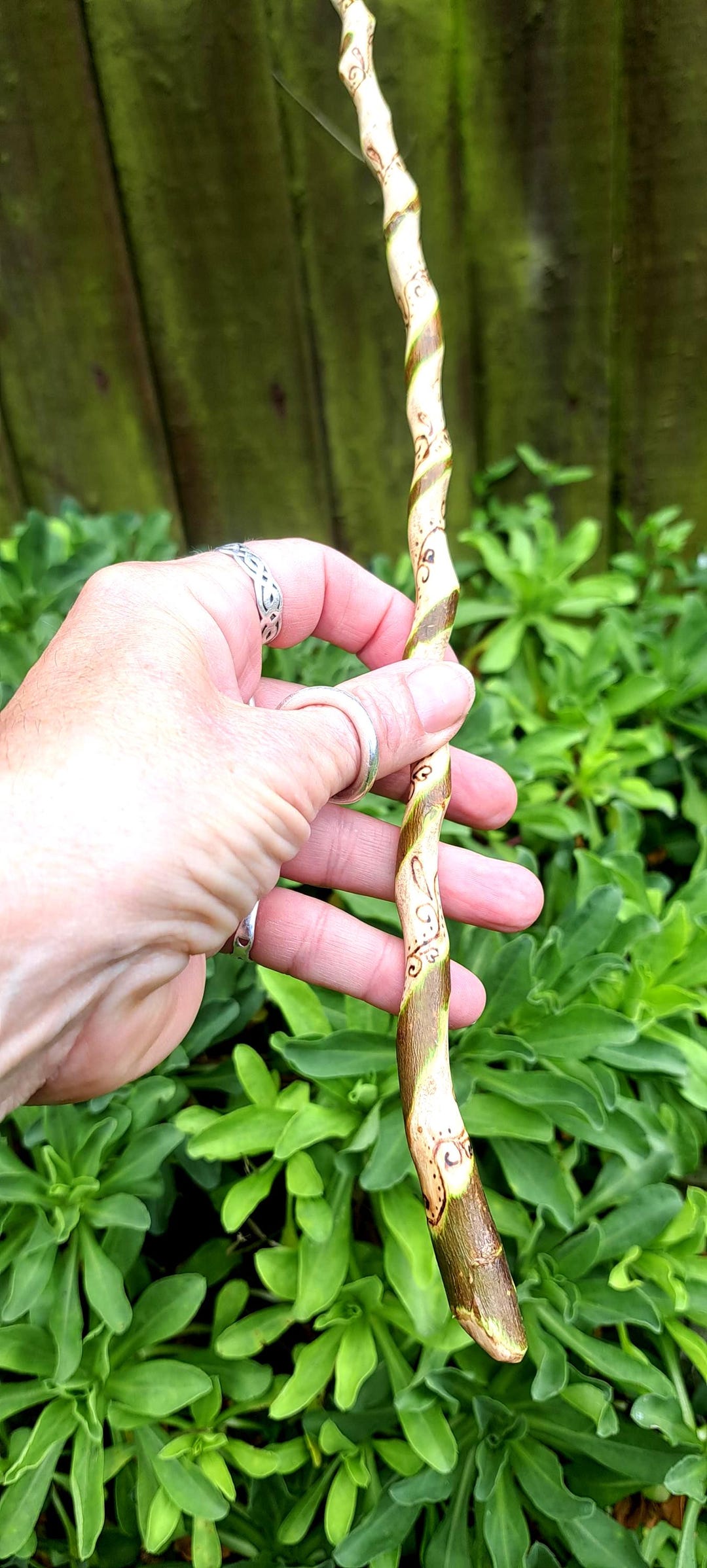 Green Apple Wand With Pyrography Design by the Wood Rescuer - Etsy UK