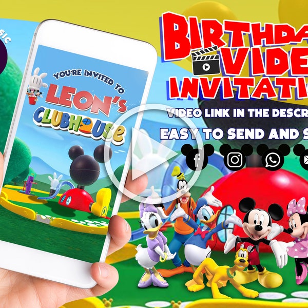 Mickey Mouse Birthday Video Invitation // Mickey Family Kids Invite // Mickey Mouse Clubhouse Party Invitation