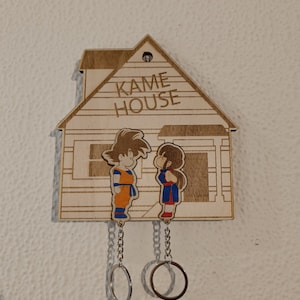 Porte-clés Goku - Porte-clés DBZ - Porte-clés Anime - Porte-clés mural Kame House, paire de porte-clés Goku et Chichi -