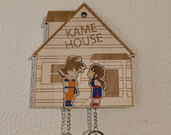 Llavero Goku -Llavero dbz - Llaveros Anime -  Portallaves soporte  pared Kame House,pareja de llaveros Goku y Chichi -