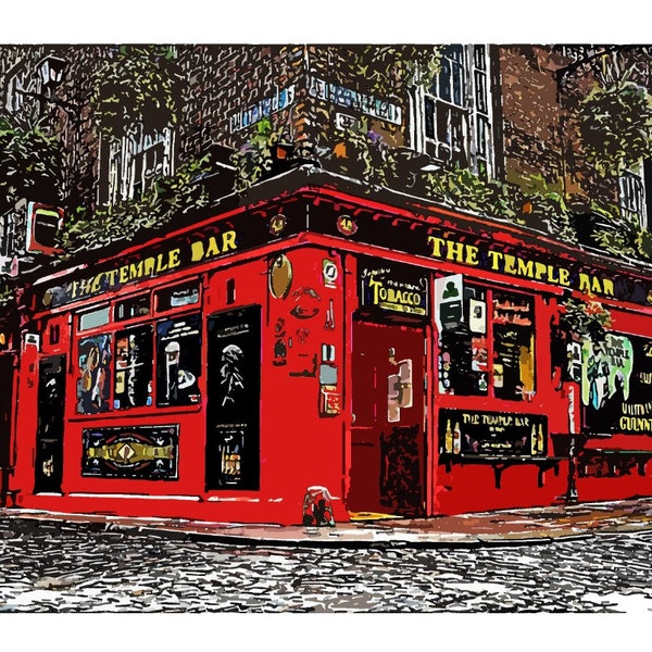 The Temple Bar Pub, Dublin - A4 Vintage print, Wall art