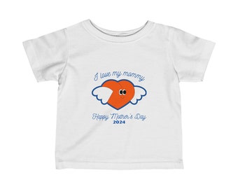 Déclaration de ma chérie : t-shirt bébé « J'aime ma maman », cadeau de fête des mères t-shirt bébé en jersey fin