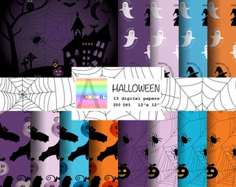 HALLOWEEN, Digital Papers,Square scrapbook papers, Digital Backgrounds, decoupage, birthday invitations with goths, pumpkin elements