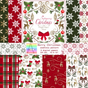 CHRISTMAS design pattern ,Digital papers pack, Supplies, decoupage papers, scrapbook paper,  digital backgrounds, digital patterns