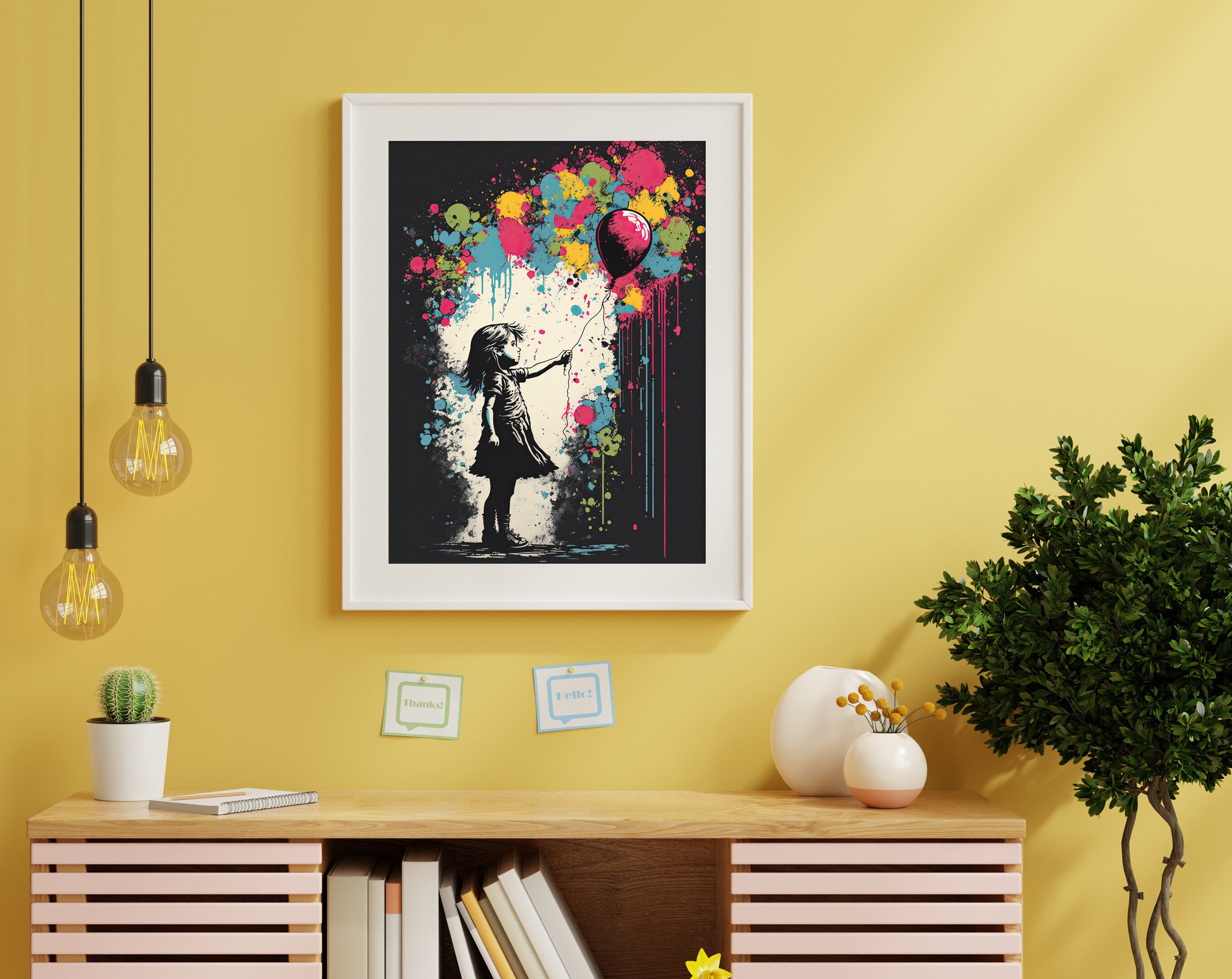 Banksy Style Girl With Balloon Art Print, Printable Digital File