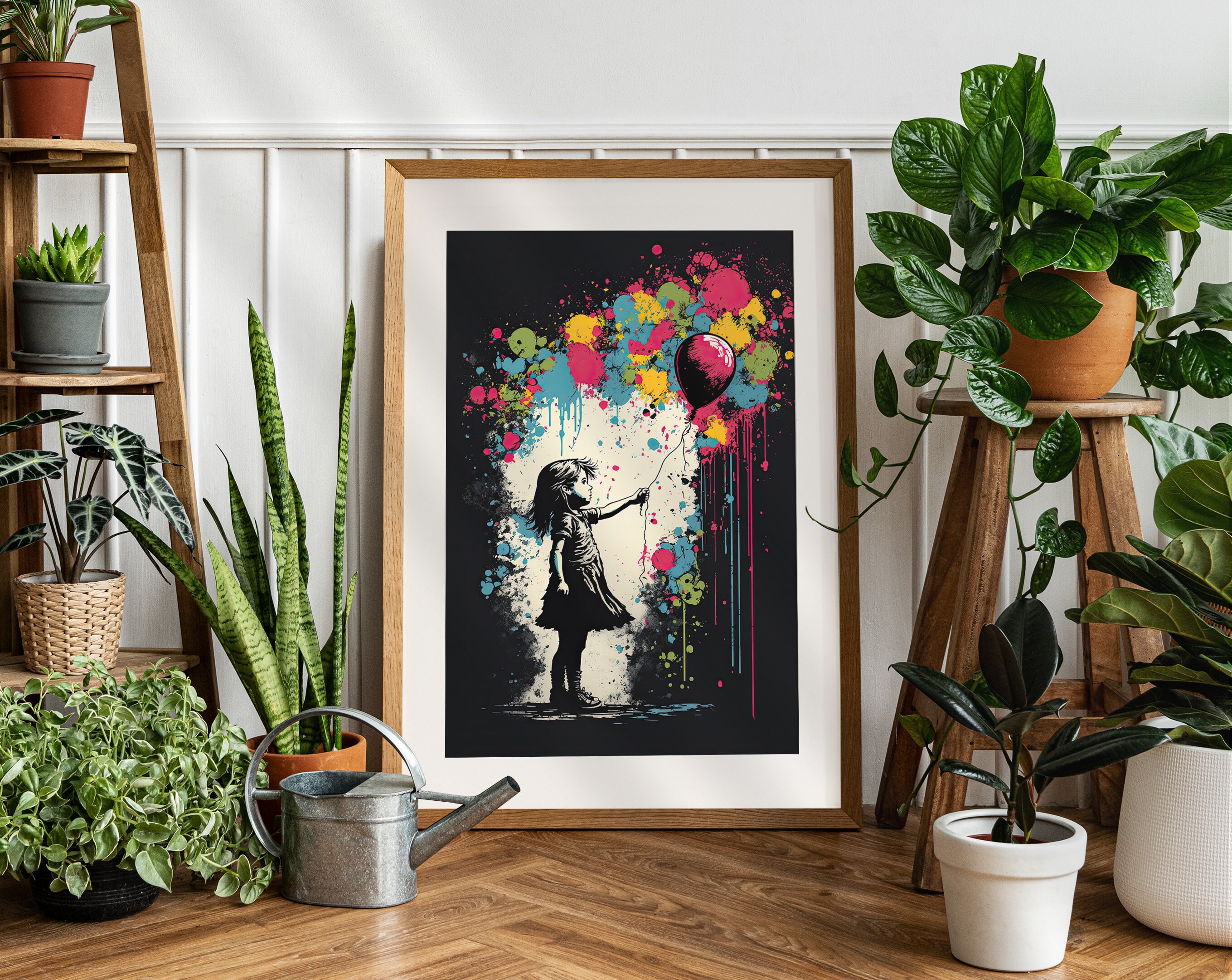 Banksy Style Girl With Balloon Art Print, Printable Digital File