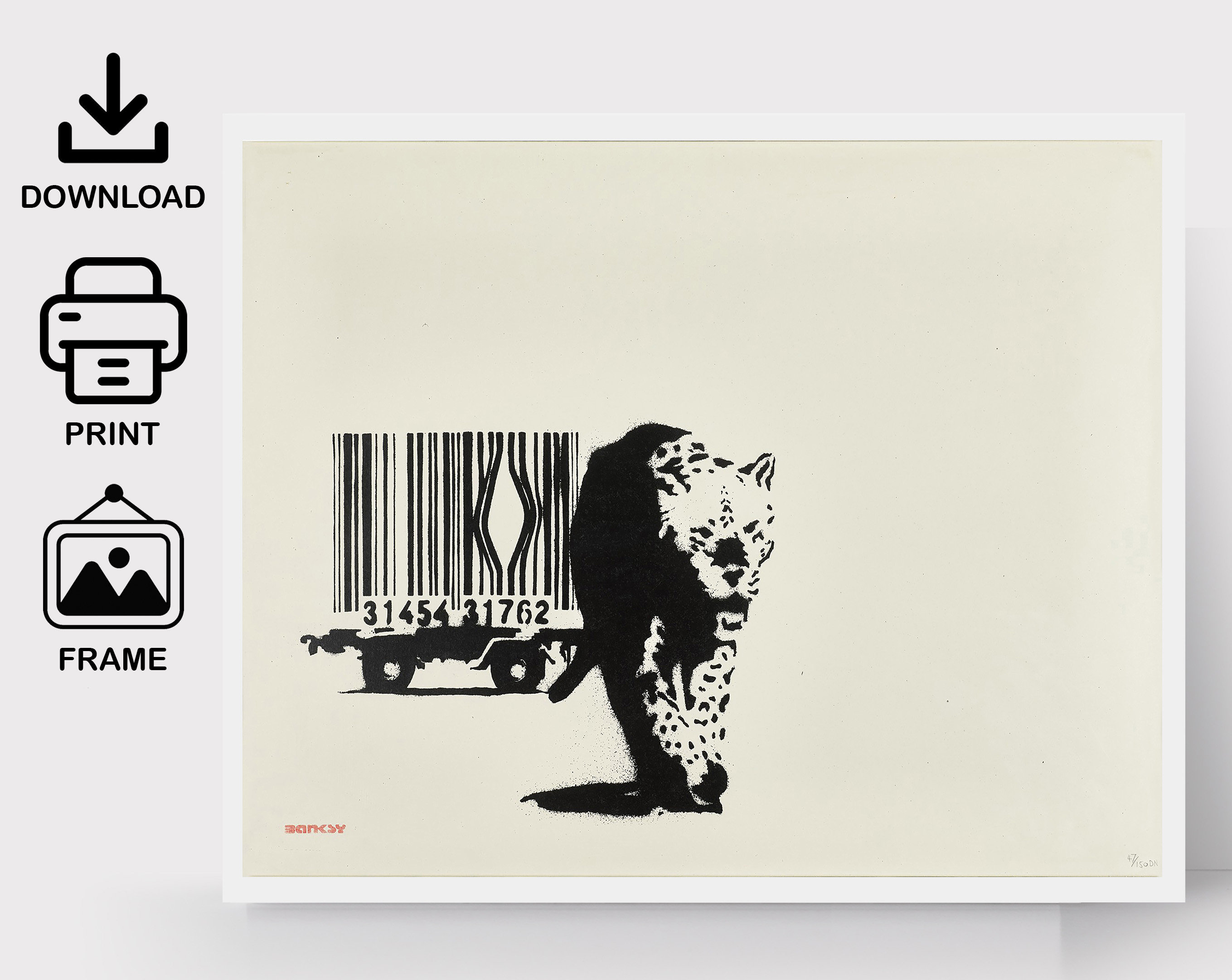 Banksy Barcode Roboter Malschablone 30x30 Cm – PET Kunststoff Schablone Für Graffiti & DIY Projekte