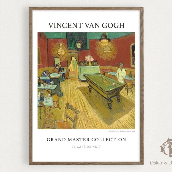 Van Gogh -Le Café de Nuit Art Print | MCM Neutral Tones | Rustic Colors | Modern Old Masters | Vintage Home Decor | Printable Download GM3