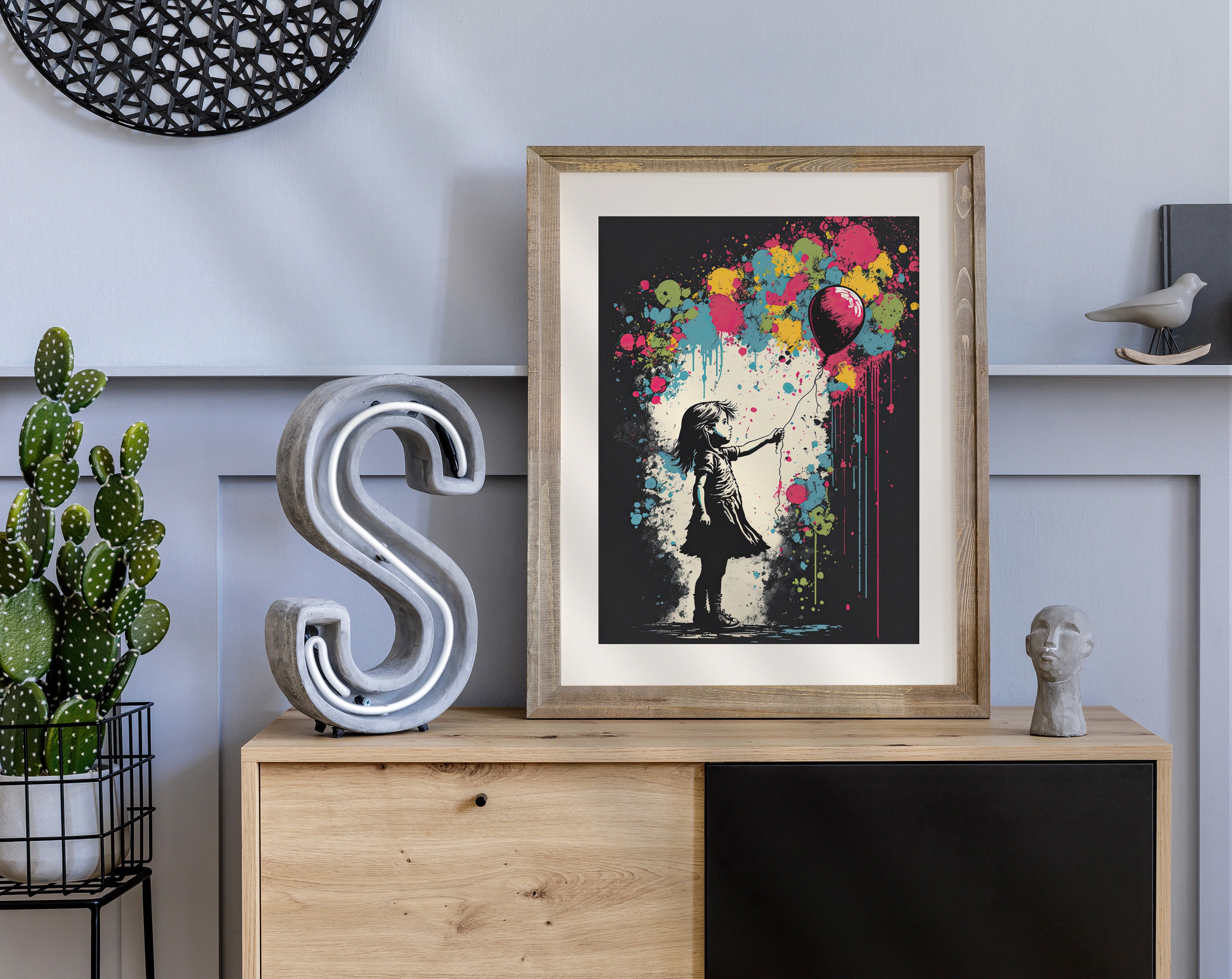 Banksy Style Girl With Balloon Art Print, Printable Digital File