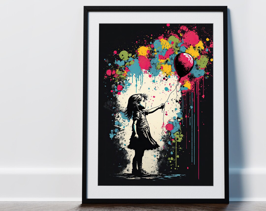 Banksy Style Girl With Balloon Art Print Printable Digital Etsy
