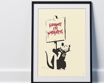 Banksy perché sono stampa artistica senza valore, Banksy Print, Wall Art, Banksy Graffiti Canvas Art Print, File digitali stampabili, Download istantaneo