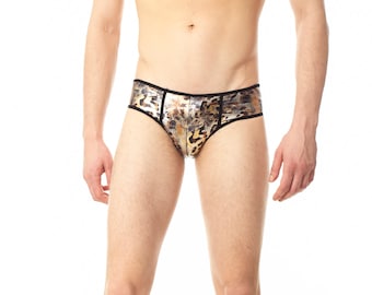 Calzoncillos exóticos para hombre con estampado de leopardo: ropa interior salvaje y atrevida, comodidad hecha a mano, compatible con LGBT+