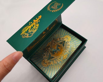 Deluxe Green Tarot, Green Gold foil Tarot Deck 78 Cards, tarot deck for beginners, tarot green foil, divination tool, luxury tarot cards