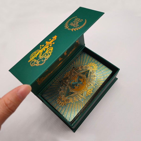 Deluxe Green Tarot, Green Gold foil Tarot Deck 78 Cards, tarot deck for beginners, tarot green foil, divination tool, luxury tarot cards