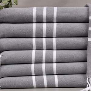 Organic Beach Towel, Beach Towel, Dark Gray Peshtemal, Striped Peshtemal, 40x74 Inches Quick Dry Towel, Bathroom Peshtemal,