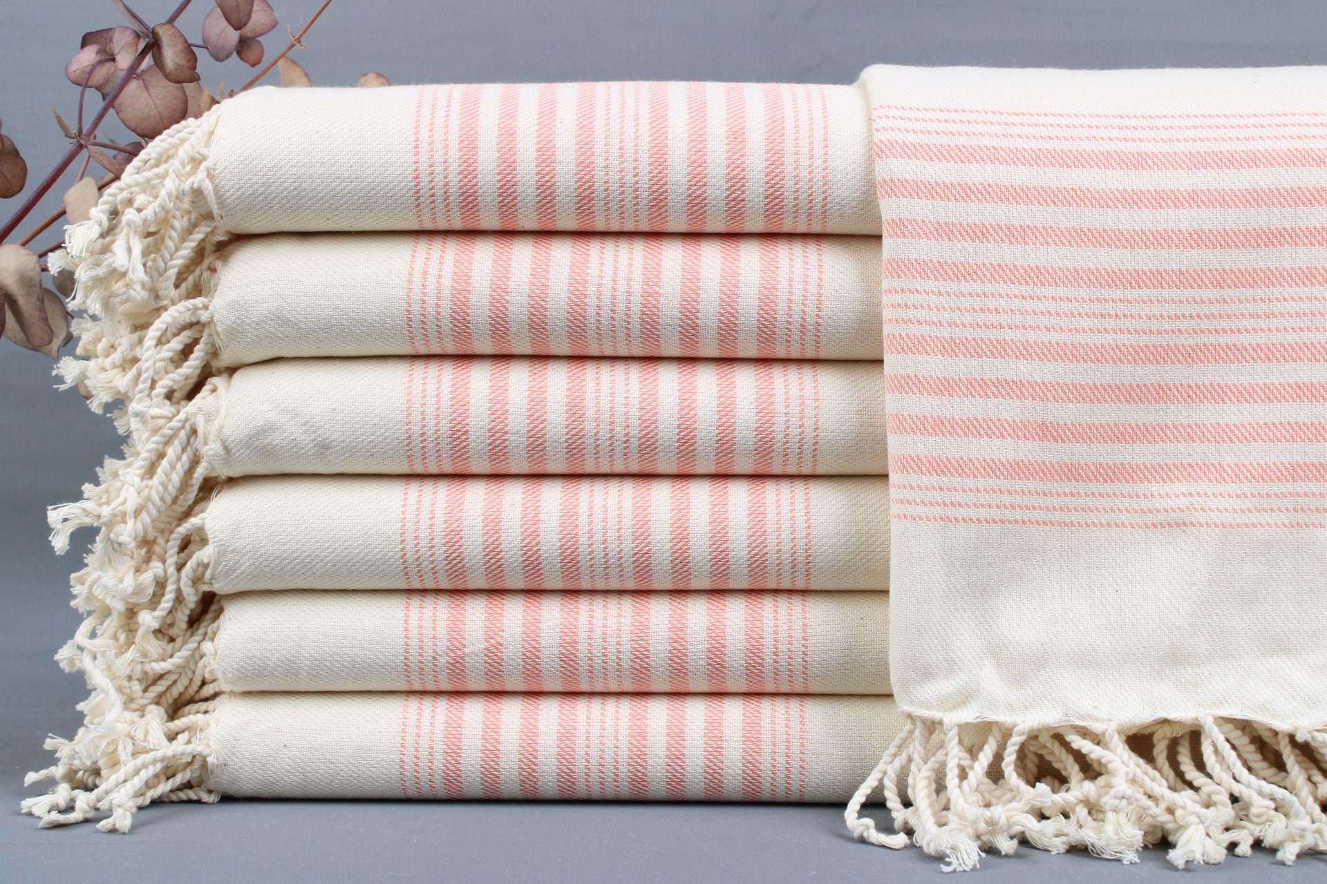 Blue/Grey Stripe Linen Hand Towels (Set of 2) – Saffron + Poe