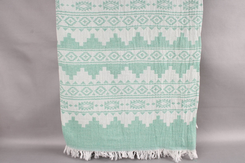 Picnic Blanket, Handwoven Blanket, Green Throw, Kilim Blanket, 56x85 Inches Cotton Blanket, Bedding Throw, Turkey Throw, Xmas Gift Throw, image 1