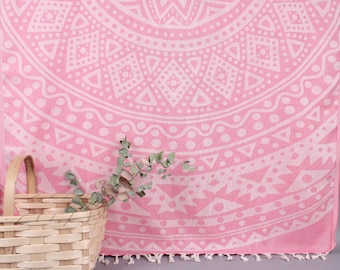 Wholesale Towels, Turkish Beach Towel, Pink Towel, Patterned Peshtemal, 40x71 Inches Personalized Gifts, Gift Towel, Warm Towel,