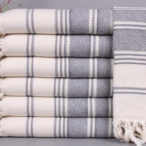 Turkish Hand Towels, Monogram Dish Towel, Dark Gray-Natural Towel, Diamond Towel, 18x40 Inches Gift For Her, Turkey Towel, Tea Towel,