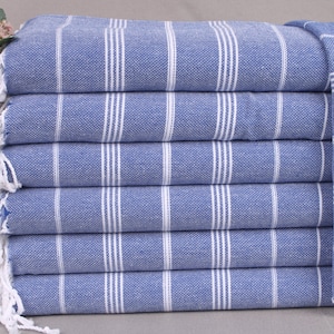 Lembrancinha de pano de prato, toalha de mão de cozinha pendurada, toalha azul sax, toalha listrada, presente de 18 x 38 polegadas para ela, toalha decorativa, toalha de viagem,