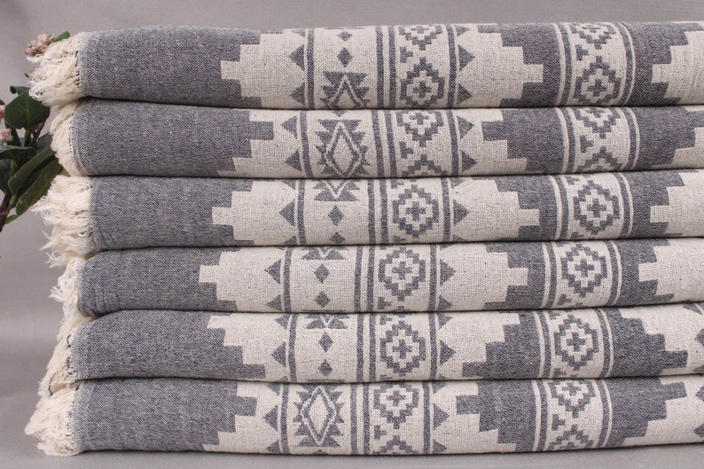 Couverture turque, couvertures cadeaux de mariage, couverture bleu marine, couverture kilim, couverture en coton de 56 x 85 pouces, couverture turque, couverture chaude, image 3