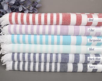 Striped Towel, Birthday Gift, Turkish hand towel, 40"x67" Cotton Towel, Home Decor Gifts, Gifts For Him, Gift For Father