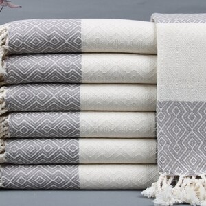 Wedding Gift Towels, Organic Towel, Diamond Peshtemal, 38x67 Inches Baby Blanket, Gray Hotel Towel, Gym Peshtemal, Spa Towel, Guest Towel,