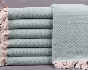 Turkish Blanket, Picnic Blanket, Chevron Bedspread, 63x75 Inches Sofa Cover, Turkey Bedspread, Wholesale Throw, Mint Turkish Bedspread,