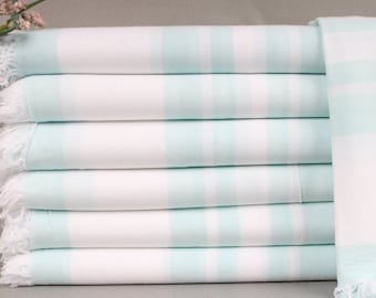Turkish Beach Towel, Personalized Towel, Mint Towel, Striped Towel, 36x67 Inches Wedding Day Gift for Bride, Picnic Towel, Gift Towel,