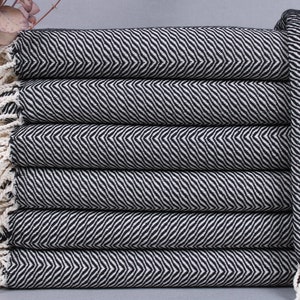 Personalized Towel, Beach Towel, Black Chevron Peshtemal, 40x71 Inches Embroidered Towel, Home Decor Peshtemal, Gym Towel, Travel Towel,