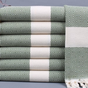 Turkish Towel, Dish Towel, Diamond Khaki Green Napkin, 20x36 Inches Monogrammed Towel, Guest Washcloth, Dish Dishcloth, Bath Decor Peshkir,