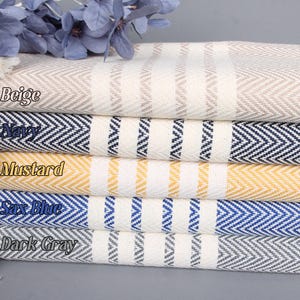 Turkish Tea Towel, 20&quot;x40&quot; Cotton Tea Towel, Personalized Gift, Custom Hand Towel, Striped Tea Towel, Gift For Boyfriend,