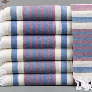 Beach Towel, Personalized Towel, Striped Peshtemal, 40x67 Inches Chic Shawl, Damson and Navy Bachelor Peshtemal, Decorative Peshtemal,