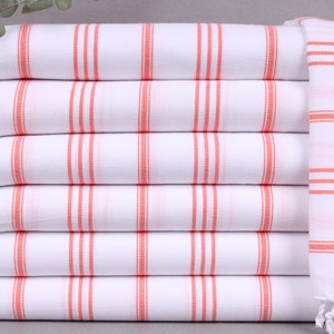 Personalized Kitchen Towel, Coffee Tea Towel, Coral Towel, Striped Towel, 24x36 Inches Personalized Gifts, Holiday Towel,