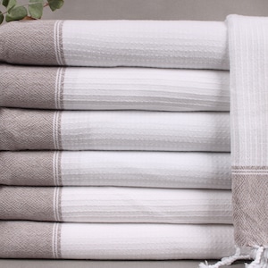 Organic Cotton Bath Towel, Turkish Beach Towel, Brown-White Towel, Striped Towel, 36x71 Inches Guest Towels, Holiday Towel, Sauna Towel,