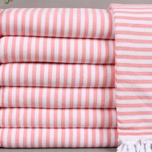 Turkish Towel, Personalized Wedding Gifts, Orange Towel, Terry Towel, Striped Towel, 36x71 Inches Turkish Towel for Gift, Turkey Peshtemal,