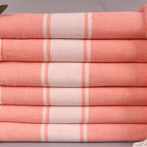 Turkish Blanket, Beach Blanket, Coral Blanket, Striped Blanket, 60x71 Inches Cotton Bed Cover, Gift Throw, Wholesale Blanket,