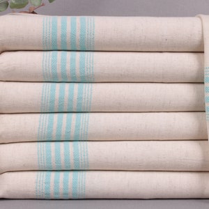 Turkish Tea Towels, Embroidered Dish Towel, Organic Turquoise Striped Towel, 20x36 Inches Linen Towel, Bathroom Towel, Little Towel,