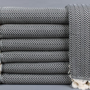 Wholesale Blankets, Turkish Bedspread, Chevron Black Bedcover, 75x91 Inches Table Cover, Decor Blanket, Gift Blanket, Designer Bedcover,